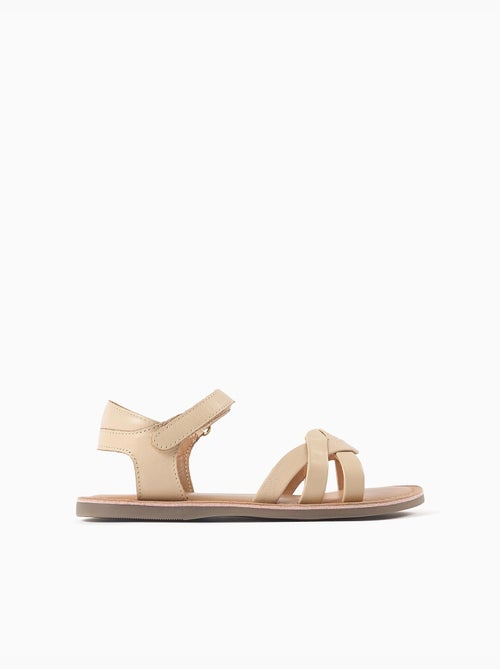 Sandales en cuir avec brides tressées et maintien du talon - Kiabi