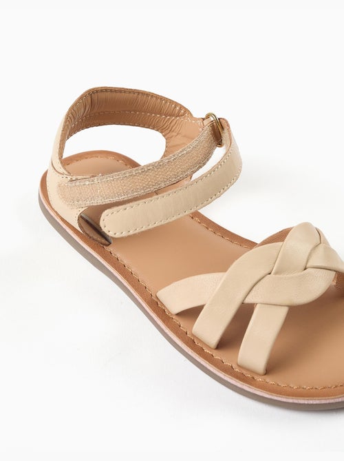 Sandales en cuir avec brides tressées et maintien du talon - Kiabi