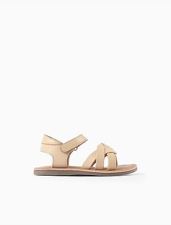 Sandales en cuir avec brides tressées et maintien du talon