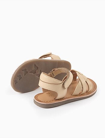 Sandales en cuir avec brides tressées et maintien du talon