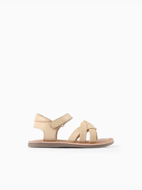 Sandales en cuir avec brides tressées et maintien du talon - Kiabi