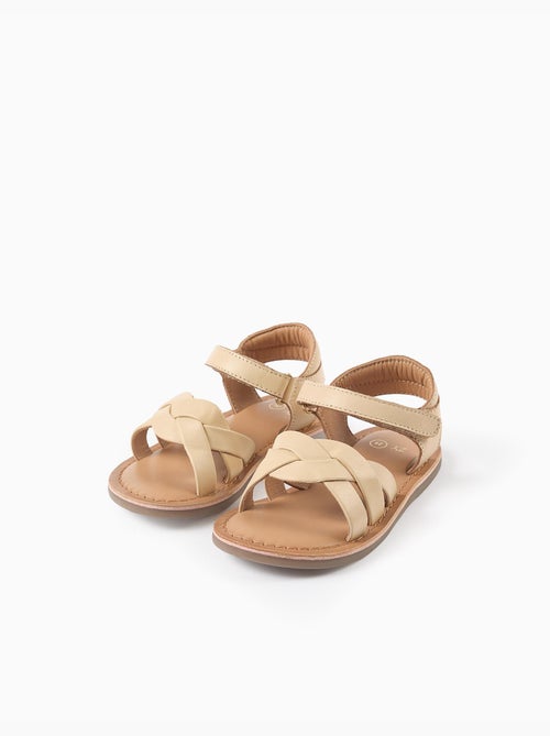 Sandales en cuir avec brides tressées et maintien du talon - Kiabi