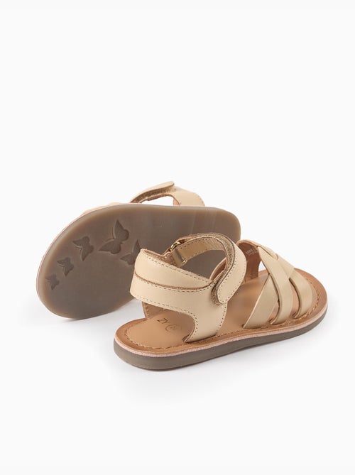Sandales en cuir avec brides tressées et maintien du talon - Kiabi