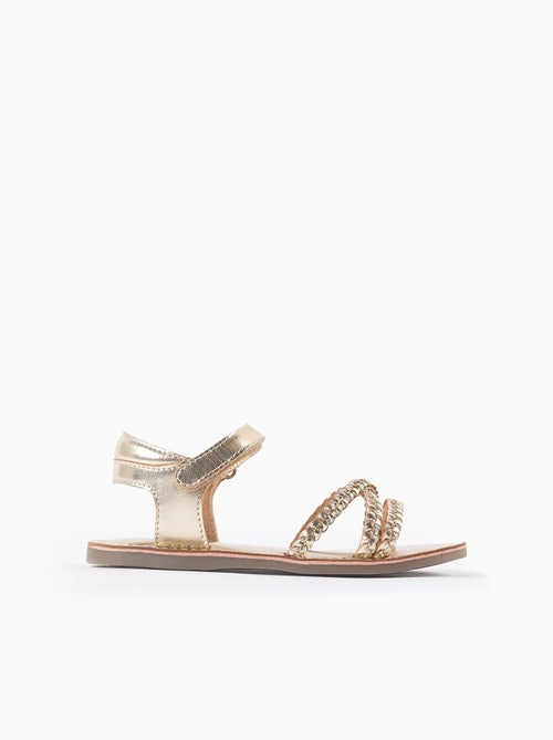 Sandales en cuir avec brides tressées et semelle intérieure rembourrée - Kiabi