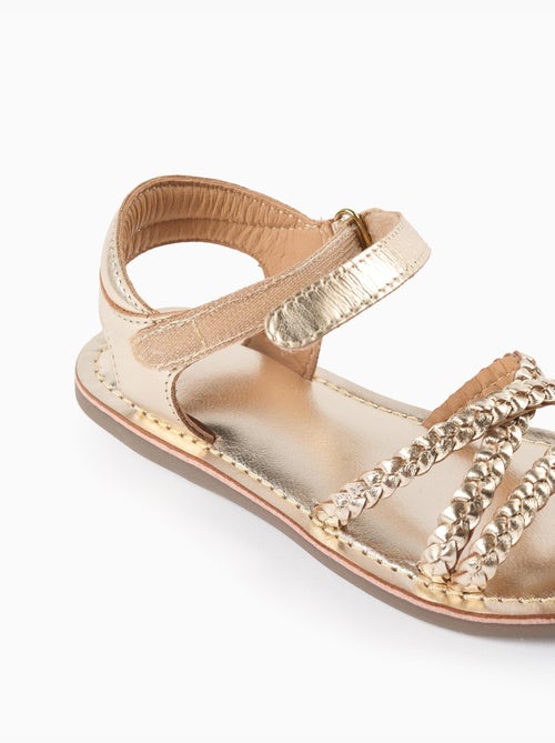 Sandales en cuir avec brides tressées et semelle intérieure rembourrée - Kiabi