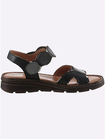Sandales en cuir avec fermeture auto-agrippante et rembourrage confortable - Taille standard - Witt