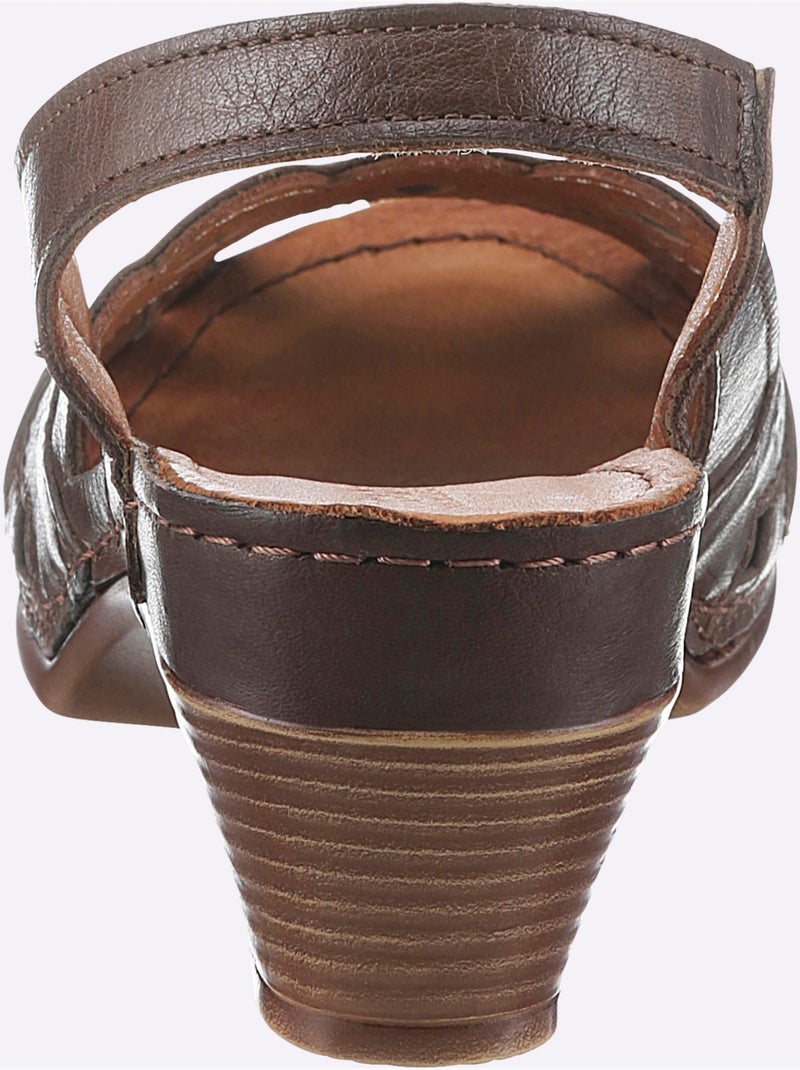 Sandales en cuir avec motif feuilles et semelle amortissante - Taille standard - Witt Marron/Choco - Kiabi