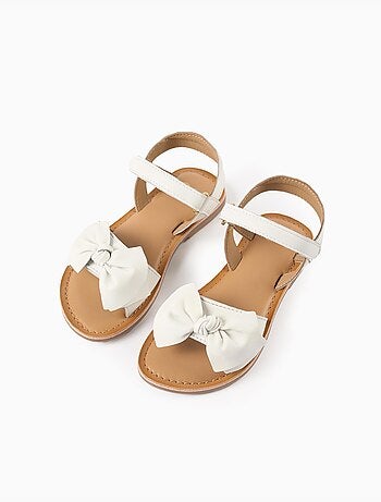 Sandales en cuir avec nœud décoratif