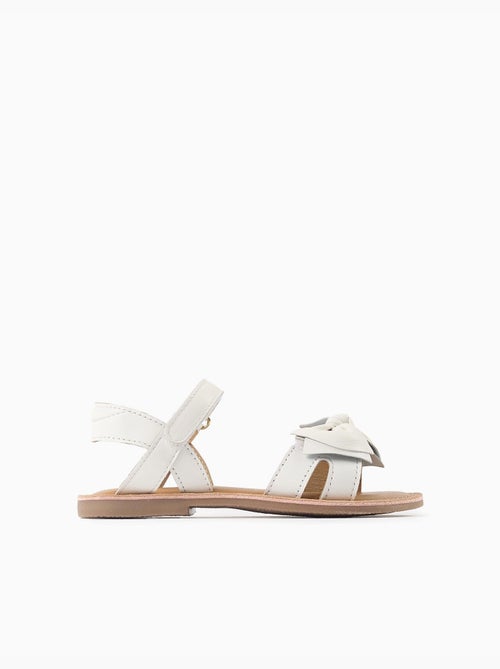 Sandales en cuir avec nœud décoratif - Kiabi