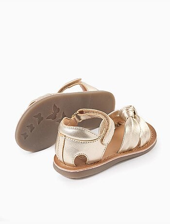 Sandales en cuir avec nœud décoratif