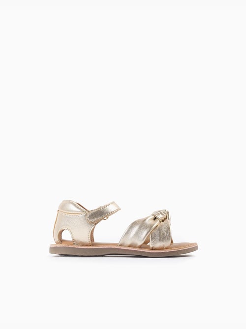 Sandales en cuir avec nœud décoratif - Kiabi