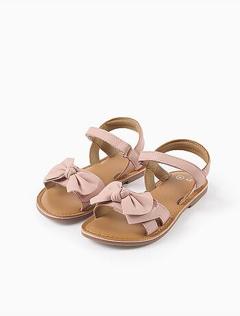 Sandales en cuir avec nœud décoratif