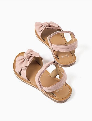 Sandales en cuir avec nœud décoratif