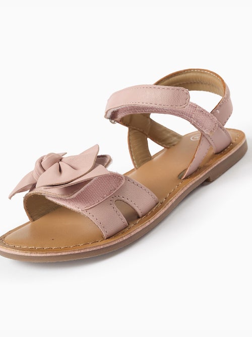 Sandales en cuir avec nœud décoratif - Kiabi