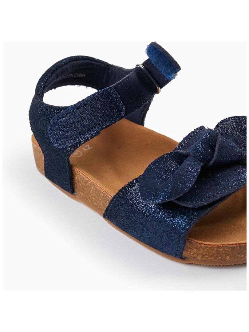 Sandales Italiennes à Noeud – Bleu Marine – Taille 6 (femme) – Cuir (vinyle) – Occasion
