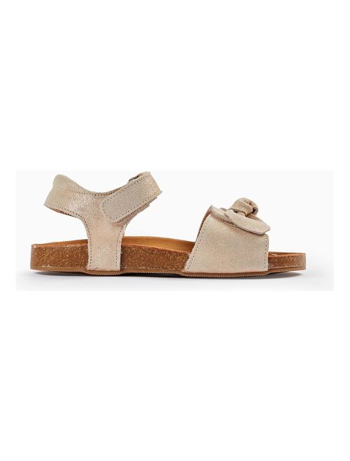 Sandales en cuir avec paillettes et nœud pour fille  ATLANTIC COMPANY - Kiabi