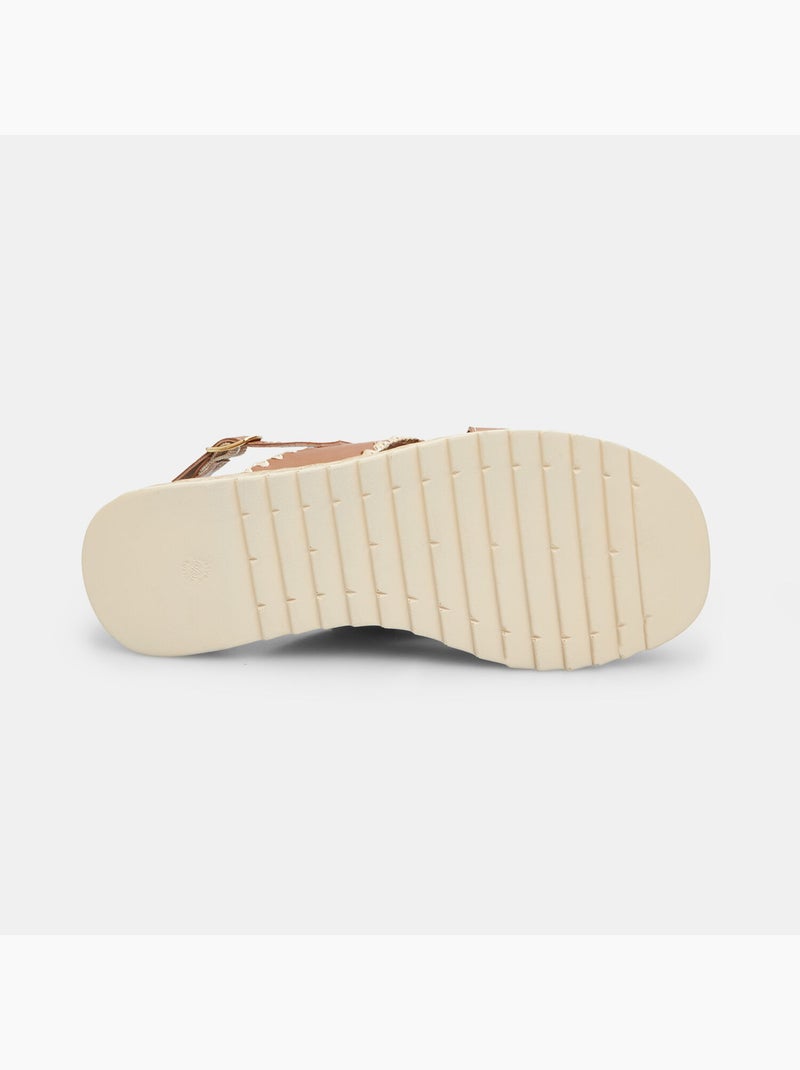 Sandales en cuir avec plateforme 3 cm BATA Marron - Kiabi