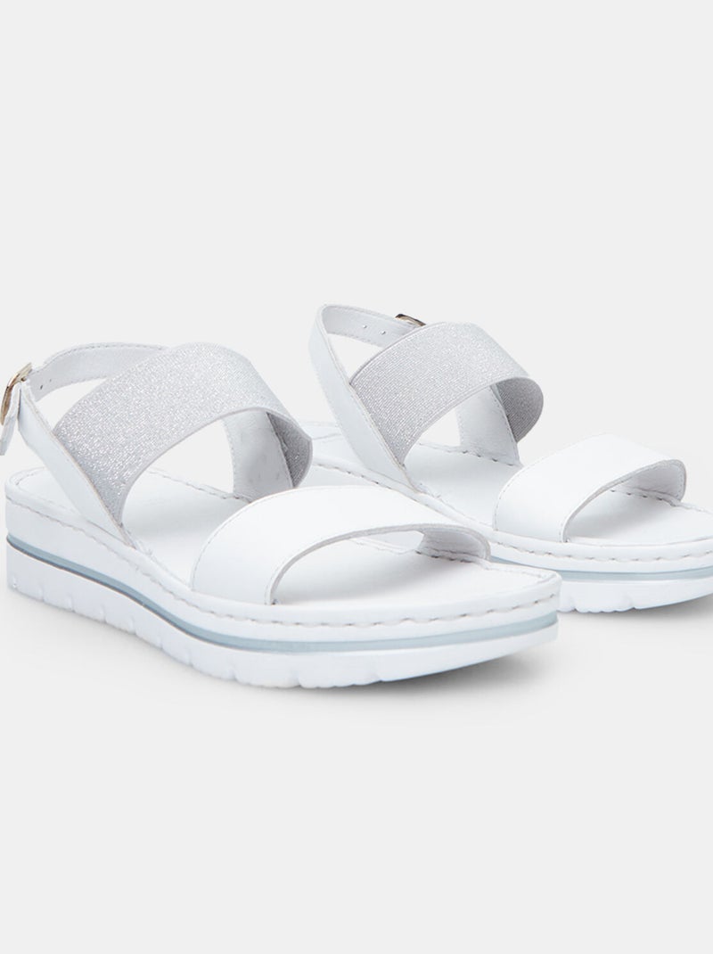 Sandales en cuir avec plateforme 3,5 cm BATA Blanc - Kiabi