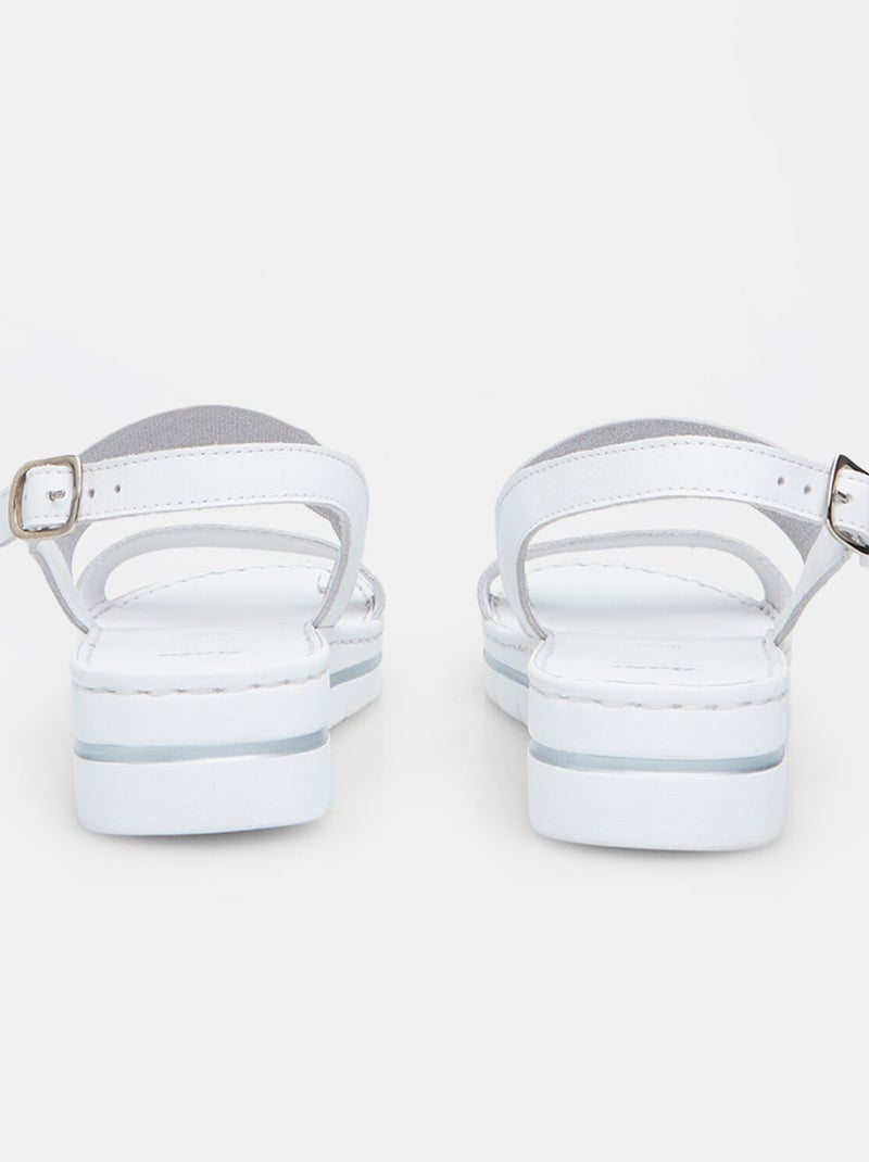 Sandales en cuir avec plateforme 3,5 cm BATA Blanc - Kiabi