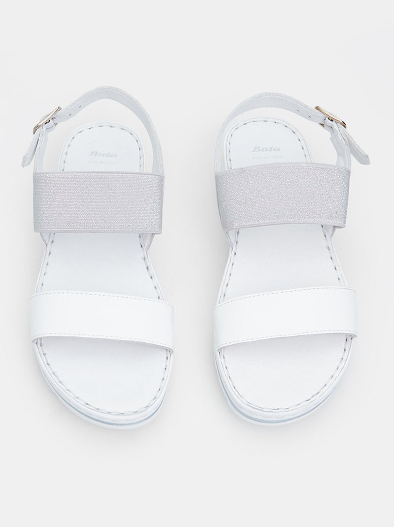 Sandales en cuir avec plateforme 3,5 cm BATA Blanc - Kiabi