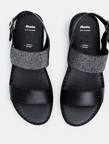 Sandales en cuir avec plateforme 3,5 cm BATA