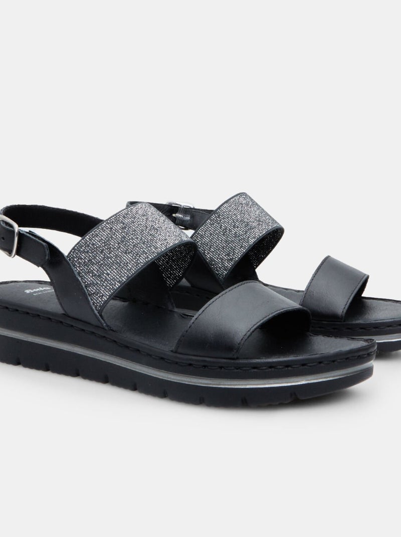 Sandales en cuir avec plateforme 3,5 cm BATA Noir - Kiabi