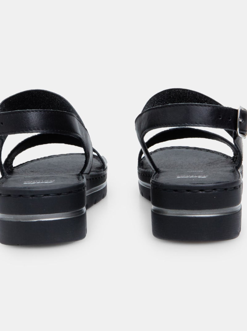Sandales en cuir avec plateforme 3,5 cm BATA Noir - Kiabi