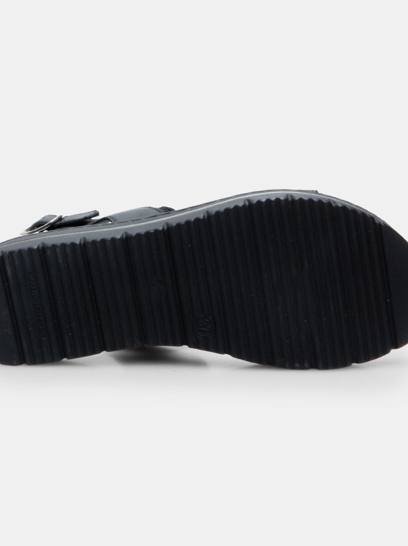 Sandales en cuir avec plateforme 3,5 cm BATA Noir - Kiabi