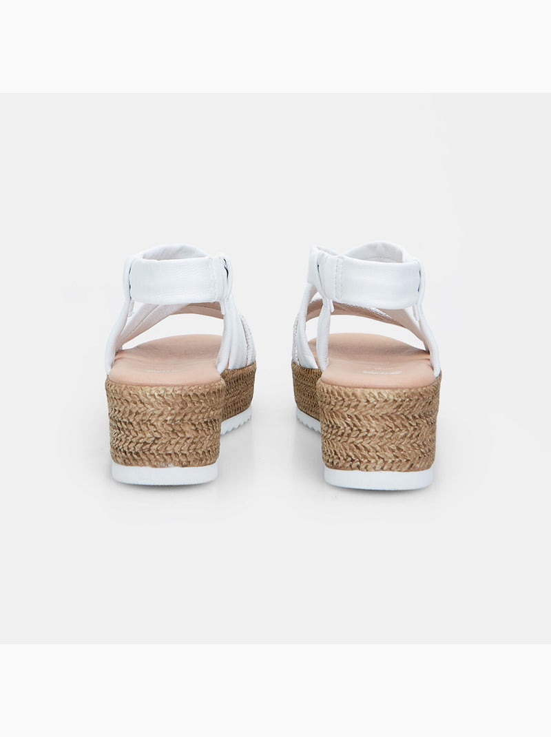 Sandales en cuir avec plateforme 4 cm BATA Blanc - Kiabi