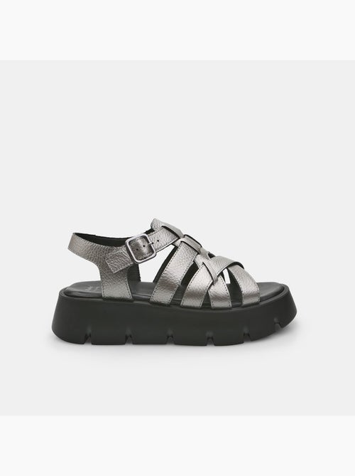 Sandales en cuir avec plateforme BATA - Kiabi