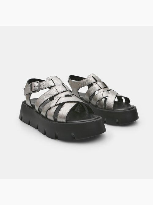 Sandales en cuir avec plateforme BATA - Kiabi