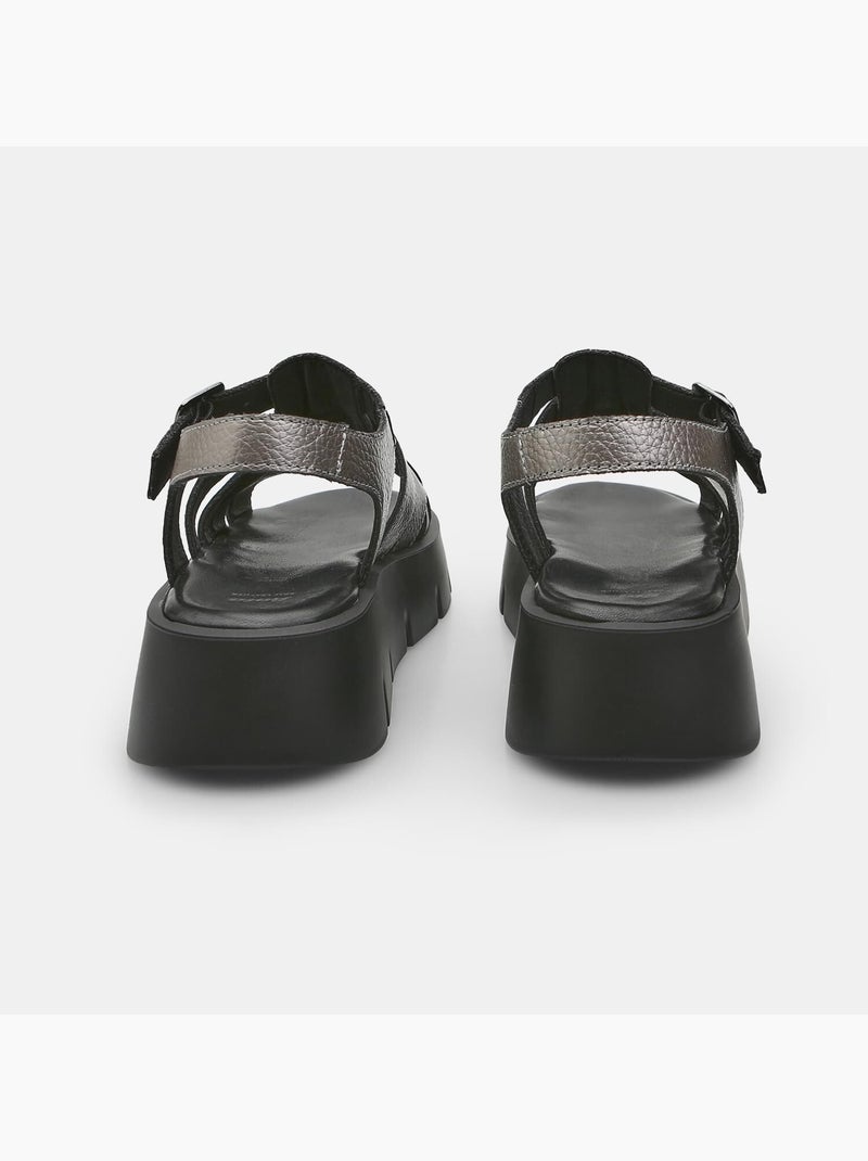 Sandales en cuir avec plateforme BATA Argent - Kiabi