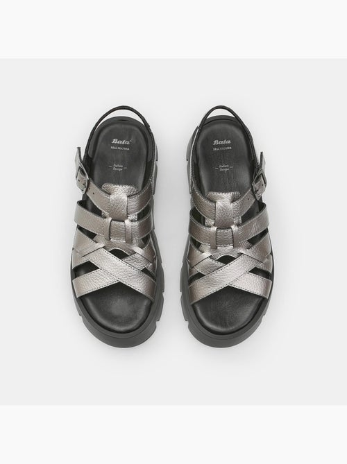Sandales en cuir avec plateforme BATA - Kiabi