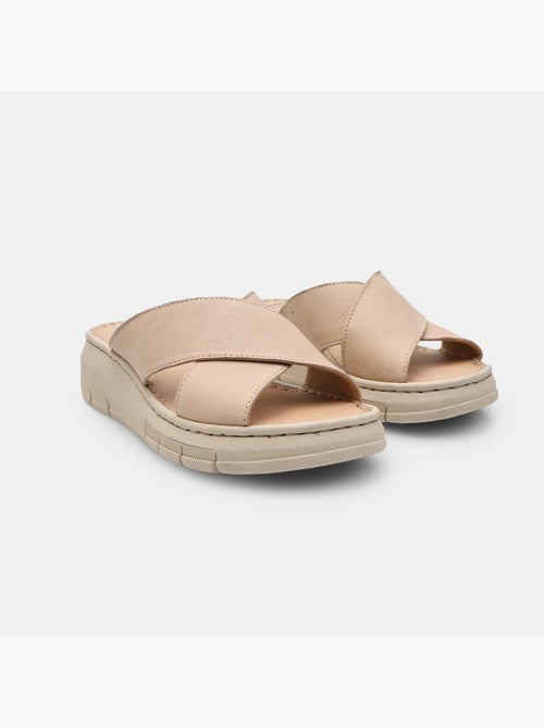 Sandales en cuir avec plateforme BATA - Kiabi