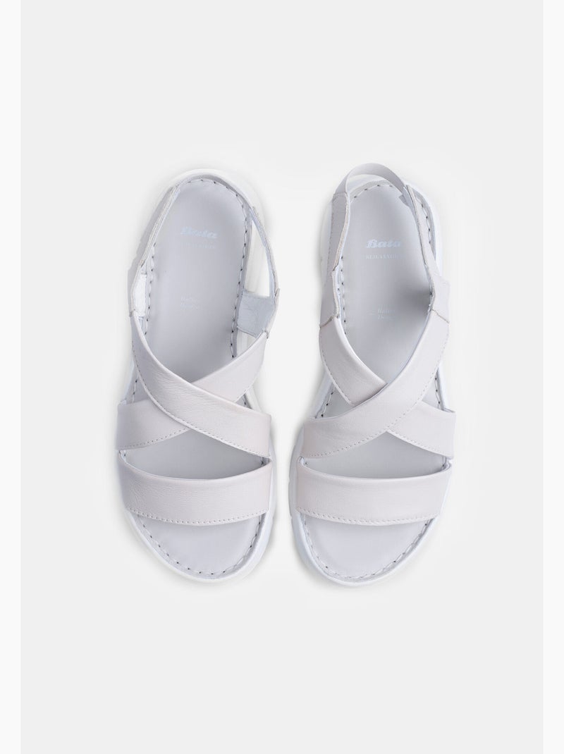 Sandales en cuir avec plateforme BATA Blanc - Kiabi