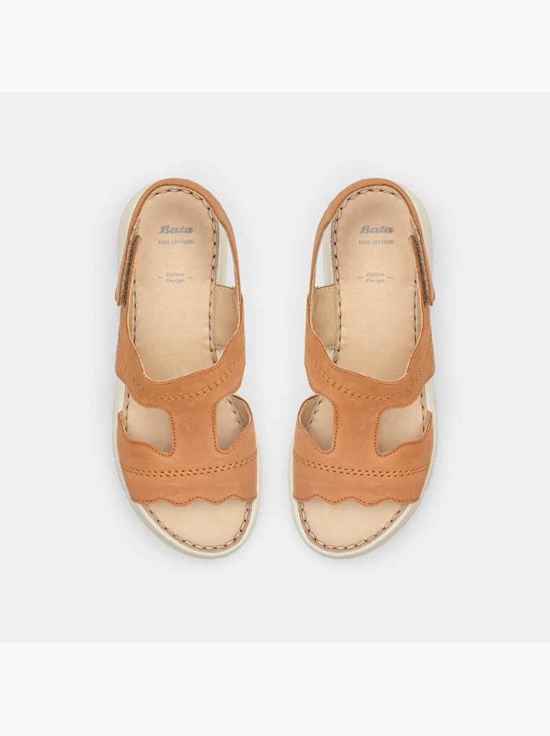 Sandales en cuir avec plateforme BATA Bronze - Kiabi