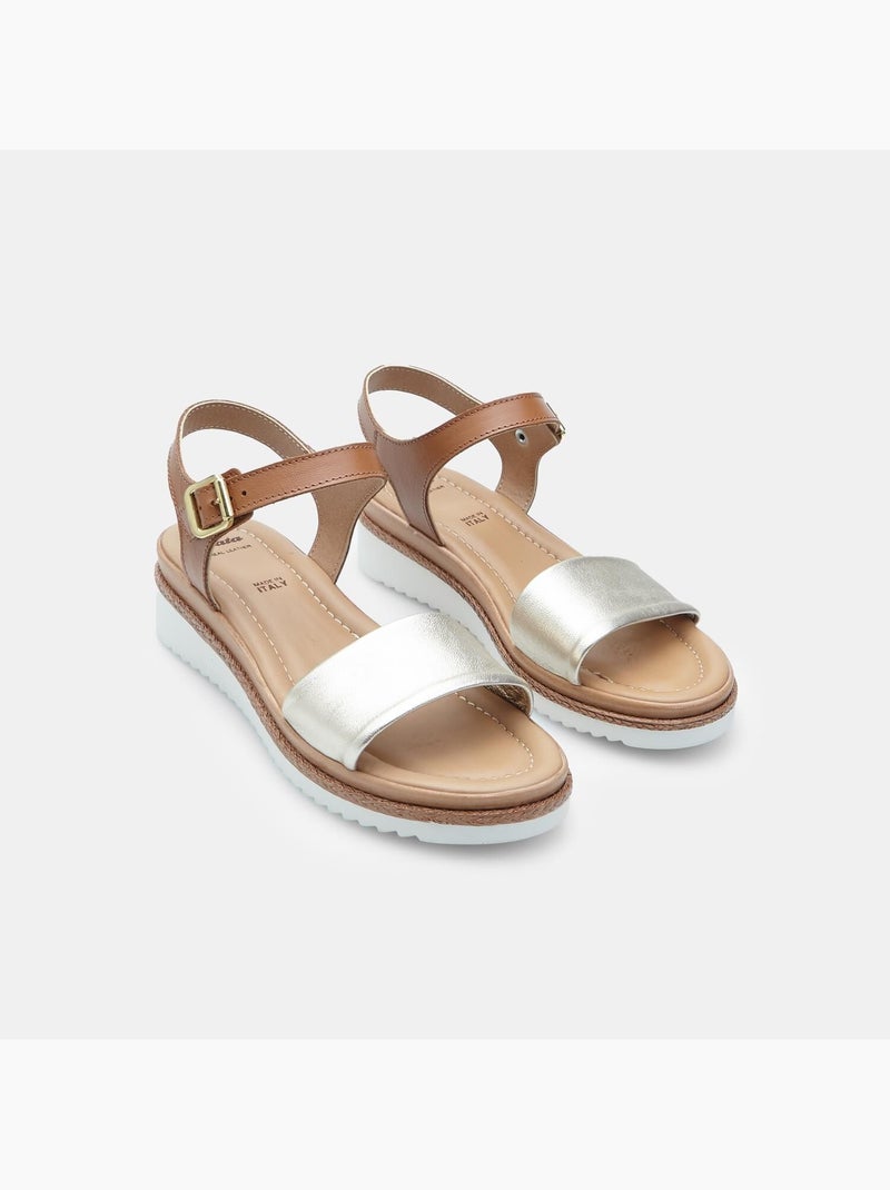 Sandales en cuir avec plateforme BATA Doré/or - Kiabi