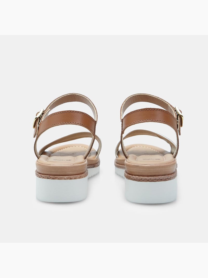 Sandales en cuir avec plateforme BATA Doré/or - Kiabi