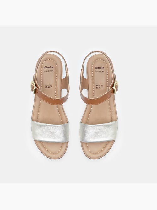 Sandales en cuir avec plateforme BATA - Kiabi