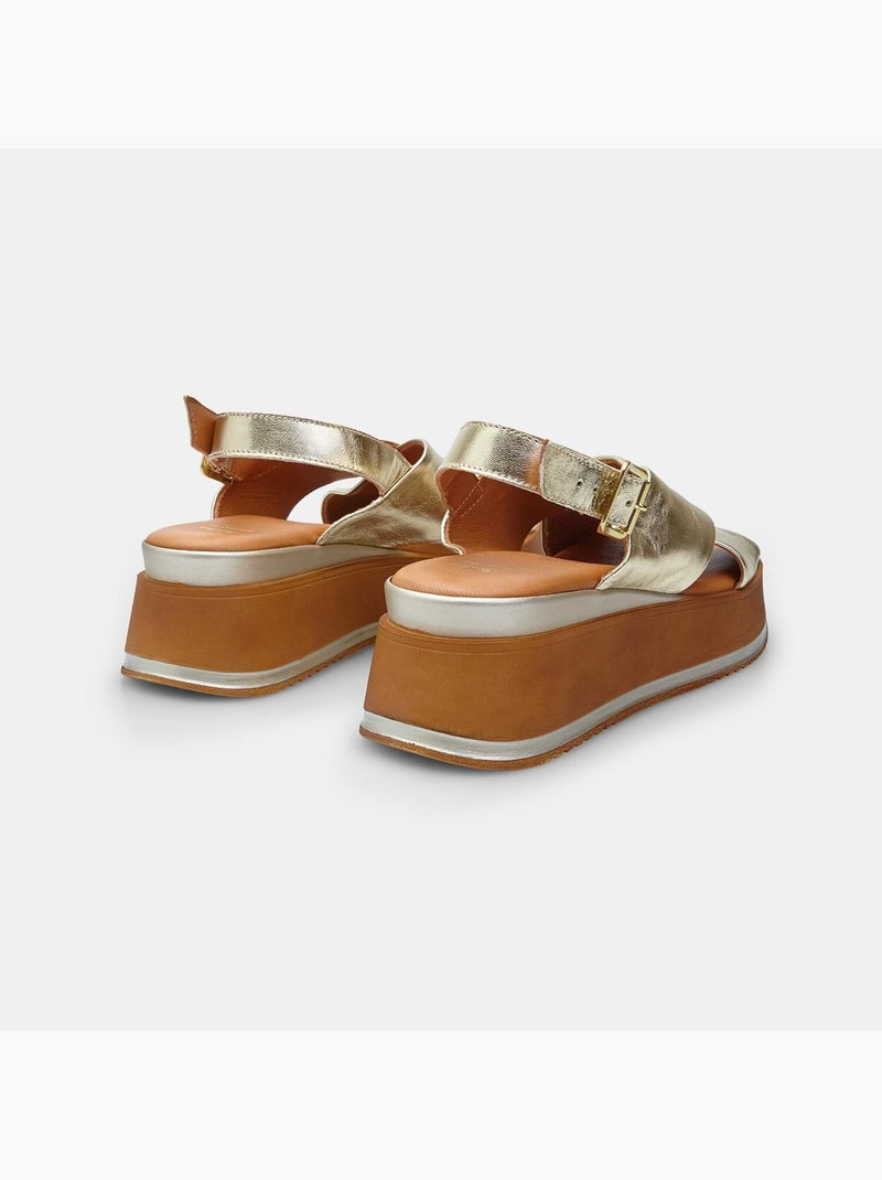 Sandales en cuir avec plateforme BATA Doré/or - Kiabi
