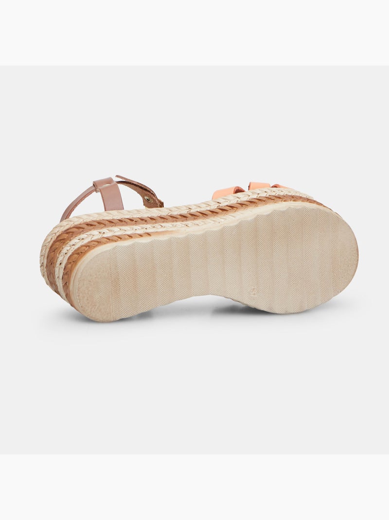 Sandales en cuir avec plateforme BATA Marron - Kiabi