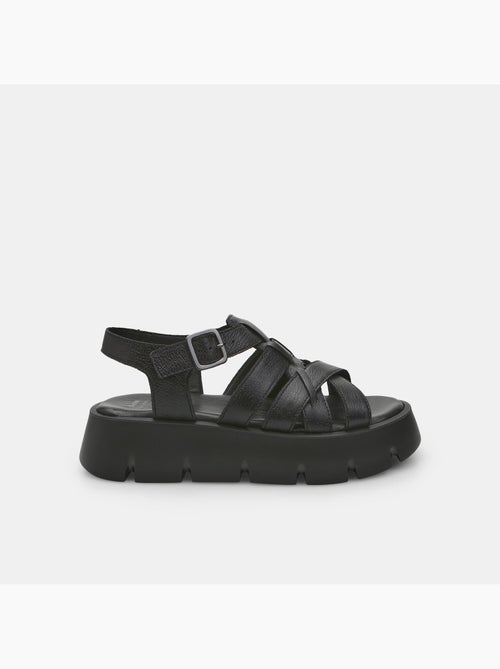Sandales en cuir avec plateforme BATA - Kiabi