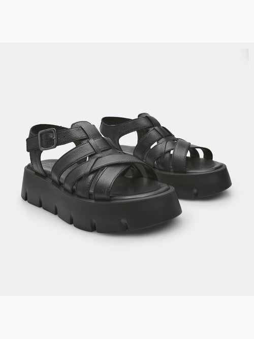 Sandales en cuir avec plateforme BATA - Kiabi