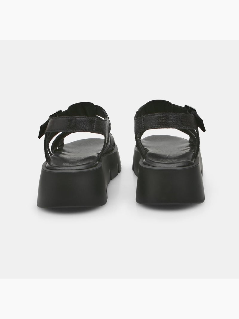 Sandales en cuir avec plateforme BATA Noir - Kiabi