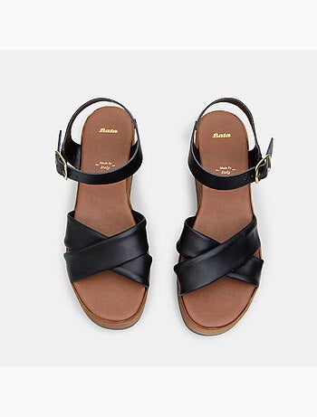 Sandales en cuir avec plateforme de 6,5 cm BATA