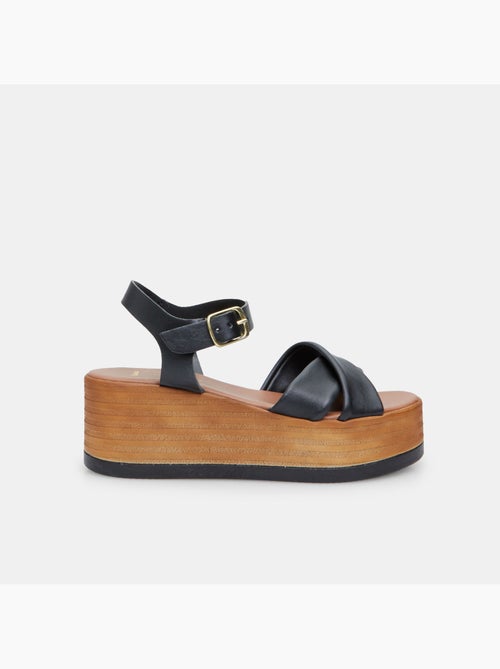 Sandales en cuir avec plateforme de 6,5 cm BATA - Kiabi
