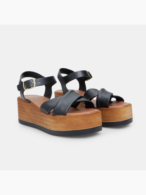 Sandales en cuir avec plateforme de 6,5 cm BATA - Kiabi