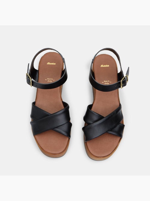 Sandales en cuir avec plateforme de 6,5 cm BATA - Kiabi