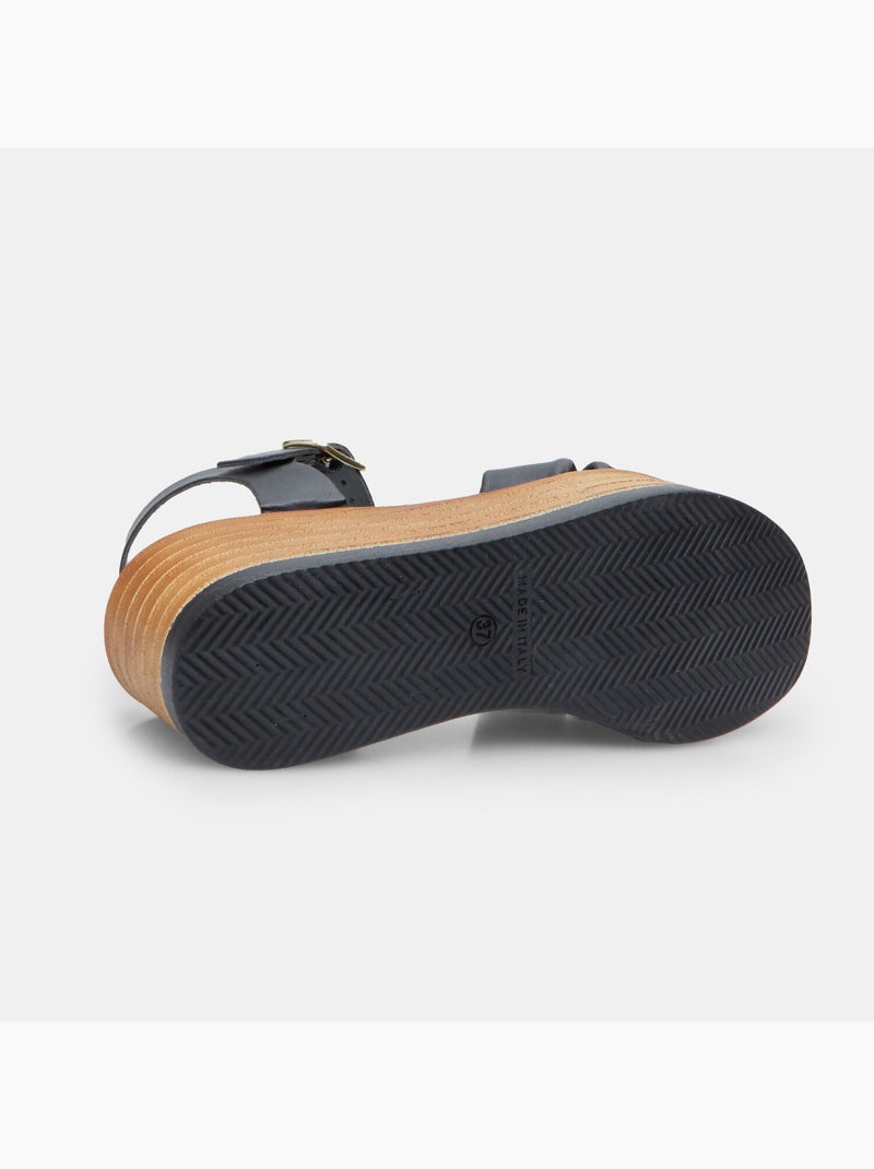 Sandales en cuir avec plateforme de 6,5 cm BATA Noir - Kiabi