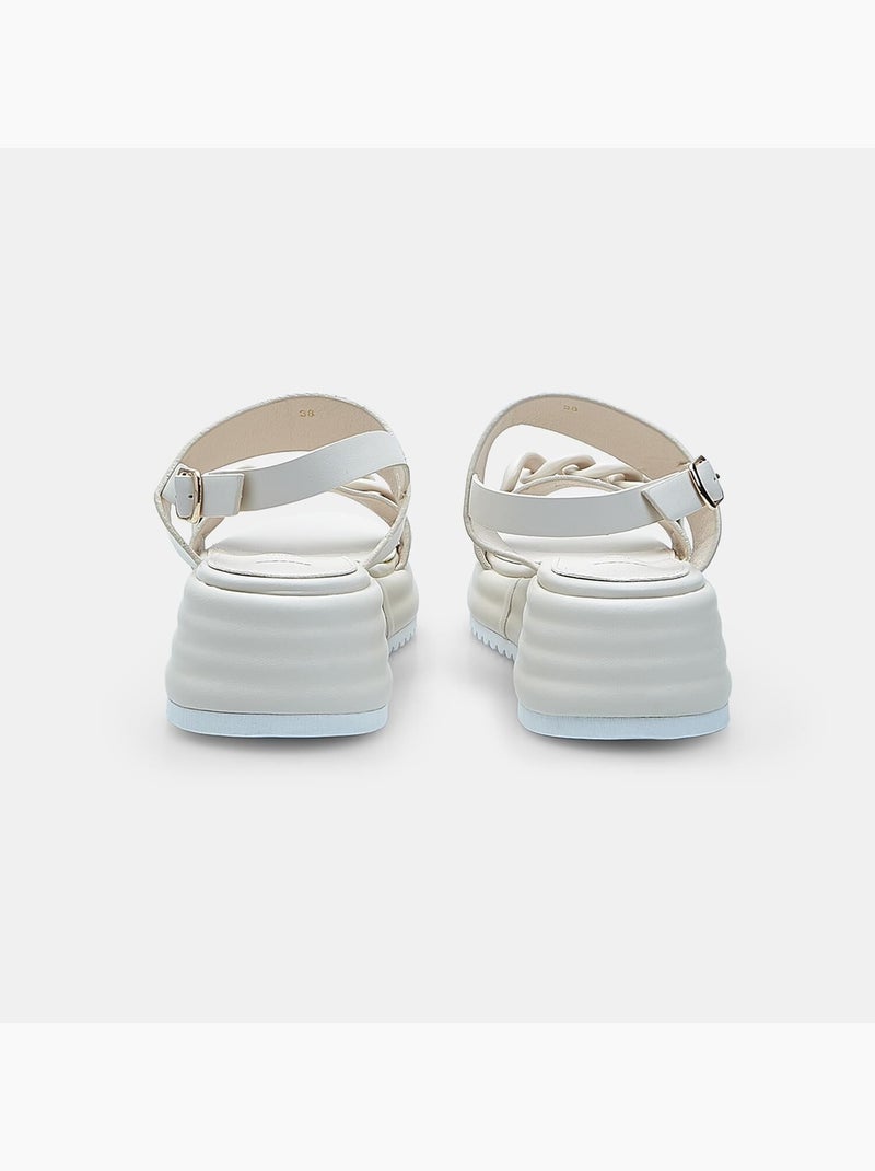 Sandales en cuir avec platform 5 cm BATA Beige - Kiabi